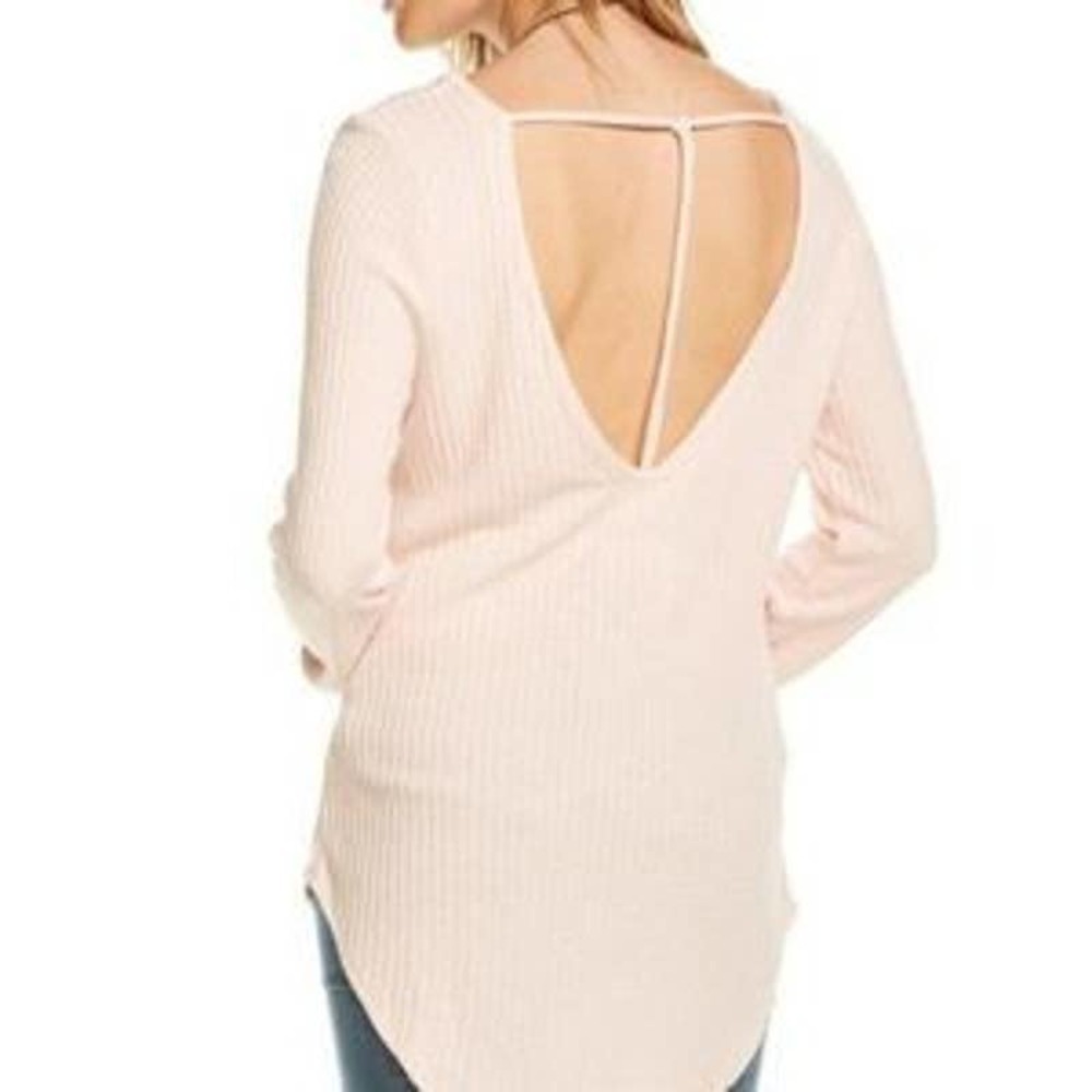 Chaser NWT Long Sleeve V Back Thermal Shirttail Tunic Hi-Lo Top Gloss Sz Medium